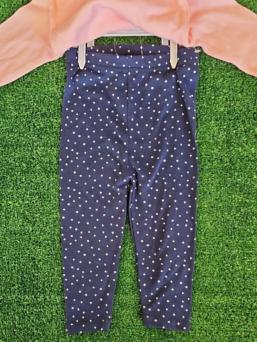 Baby Pink Deer Bodysuit with Navy Polka Dot Pants & Headband - Picture 2 of 4